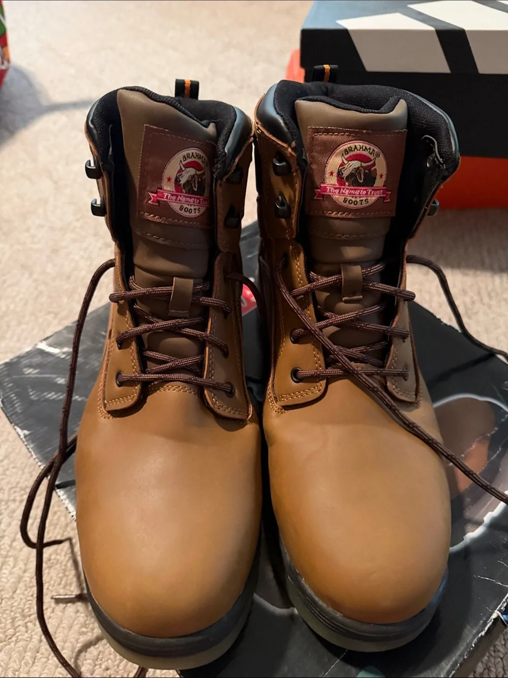 Men's Brown Brahma Steel Toe Work Boots - Durable Lace-Up Safety Boot